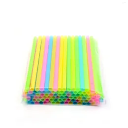 Drinking Straws 50pcs Colored Plastic Disposable Kid Friendly Colorful Party Fun Large Wide-mouthed Milkshake Straw