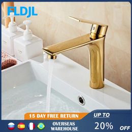 Bathroom Sink Faucets Modern Basin Faucet Gold Black Silver Deck Mounted Tap Mixer & Cold Water Brass Tall