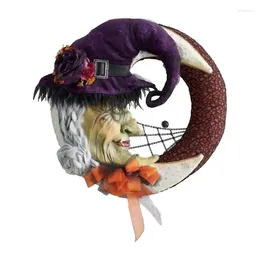 Decorative Flowers Halloween Wreaths For Front Door Festive Garland Ornament With Witch Moon Ring Wreath Supplies Indoor Outdoor Favours