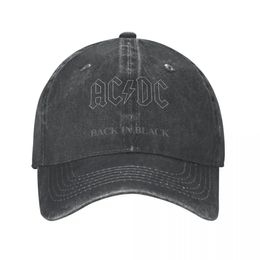 AC-DC Back In Black Unisex Style Baseball Caps Distressed Washed Hats Cap Casual Outdoor Summer Gift Sun Cap 240408