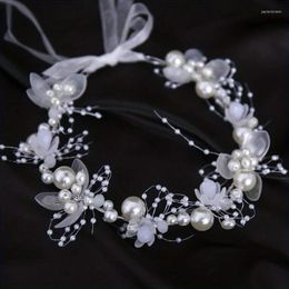 Headpieces Pearl Flower Headband Hairband For Women Party Pageant Bridal Wedding Hair Accessories Jewelry Vine Band Tiara Gift