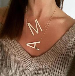 Large AZ Gold Initial Necklaces Stainless Steel Big Letter Pendant Necklace Monogram Gifts Jewelry2195771