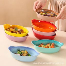 Plates 1pc Binaural Ceramic Baking Tray Cheese Baked Rice Plate Household Dish Tableware Oven Bowls Air Fryer Special Bowl