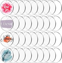 Rings Acrylic Circle Blanks Sheet Clear Acrylic Round Ornaments Acrylic Disc with Hole Acrylic Blanks for Keychain,Craft,DIY Project