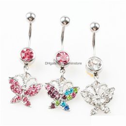 Navel Bell Button Rings Yyjff D0076 Star And Moon Belly Body Piercing Jewellery Dangle Accessories Fashion Charm Drop Delivery Dhdjo