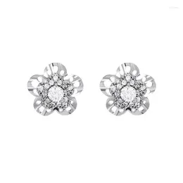 Stud Earrings MxGxFam Gold Colour White Flowers Zircon For Women Fashion Jewellery CZ