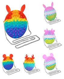 Rainbow Macaroon Bubble Chain Bag Purses Kids Boy Girls Novel Cool Design Crossbody Fanny Pack Push Sensory Puzzle Toy5340466