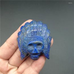 Decorative Figurines Wholesale Natural Carving Polished Lapis Lazuli Skulls For Healing LA2078