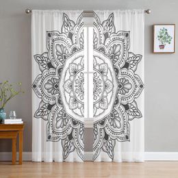 Curtain Mandala Pattern Tulle Home Office Window Decor Bedroom Kitchen Balcony Modern Sheer