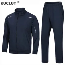 Gym Clothing Men's Track Suits 2 Piece Set Autumn Wind-proof Stand-up Collar Full Zipper Sweatsuit Casual Comfort Hiking Jogging Sports Suit