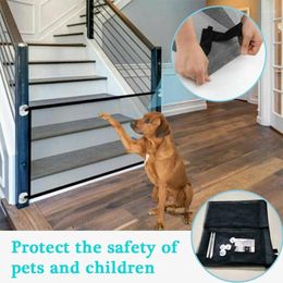 Cat Carriers Pet Isolated Network Stairs Gate Folding Mesh Home Dog Fences Playpen For Baby Safety Fence Cage Products