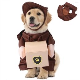 Dog Apparel Pet Courier Costume Dress Up Standing Outfit Cat Funny Cosplay Clothes For Halloween Christmas