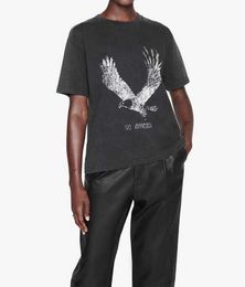Eagle Print t Shirt Fried Snowflake Colour Washing Designer Tee Women Black Short-sleeved T-shirt Tops Polos 1120ess