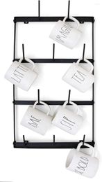 Mugs Coffee Mug - 4 Row Metal Mounted Storage Display Organizer For Tea Cups Mason Jars And More.