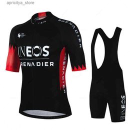 Cycling Jersey Sets Cycling Jersey 2023 Pro Team Ineos Men Bicicta Set Racing Bicyc Clothing Suit Breathab Mountain Bike Clothes Sportwears L48
