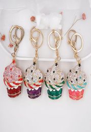 Cupcake Keychain Diamond Ice cream Cell Phone Accessories 4 Colors Charm Straps Car Key Bag Pendant2099375