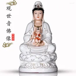 Decorative Figurines Ceramics Children-Sending Avalokitesvara Figure Buddha Statue Offering Household Use Guanyin Bodhisattva Sitting