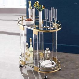 Kitchen Storage Acrylic Transparent European Wine Car Home Retro American Trolley Side Several Ancient Stainless Steel Glass Dining