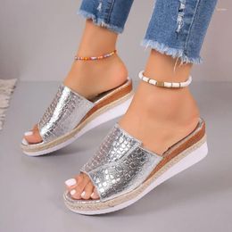 Slippers Women 2024 Summer Fashion Platform Wedge Open Toed Shoes For Plus Size 43 Non Slip Casual Zapatos