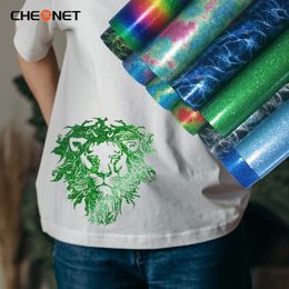 Window Stickers 1 Sheet 25cmX100cm TPU Glitter Heat Transfer Press Machine HTV Printing DIY Cloth