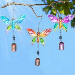 Decorative Figurines Metal Butterfly Wind Chime With Bells Big 3D Simulation Outdoor Decors Craft On Stick Tourist Attraction For Christmas