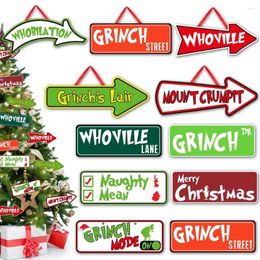 Christmas Decorations Merry Grinchs Tree Decor Themed Paper Xmas Hanging Pendant Indoors Party Supplies Signs Year