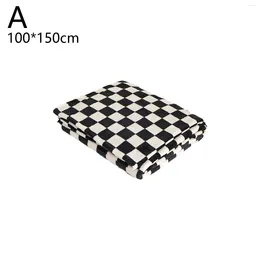 Blankets Blanket Throw Fuzzy White Black Checkered Flannel Fleece For Couch Bed Fluffy Plaid Plush Microfiber Fashion Blanke T3Z6