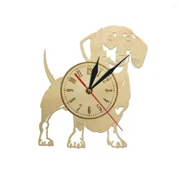 Wall Clocks Love Dachshund Dog Contemporary Clock Wiener Farmhouse Style Art Animal Puppy Silent Wood Watch Pets Novelty Gift