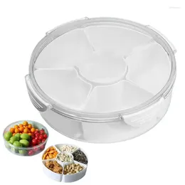 Plates Divided Serving Platter Round Creative Tray Salad Fruit Bowl Container Snack Storage Box Tableware Dinnerware Dish
