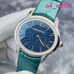 AP Machinery Wrist Watch Millennium Series Womens 77266BC Frost Gold Craft Blue Ripple dial with Single Pointer Design Automatic Mechanical Ladies Watch