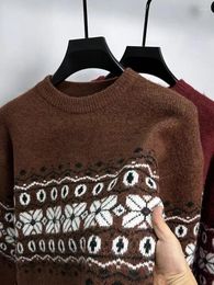 Men's Sweaters High End Brand Trend Jacquard Knitted Sweater Autumn Winter 2024 Casual Fashion Thickened Vintage Round Neck Pullover