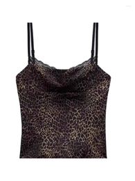 Women's Tanks Summer Leopard Print Small Sling Y2K Women European Style Chic Design Tops Sleeveless Fashion Femmes Lace Sexy Cropped Vest