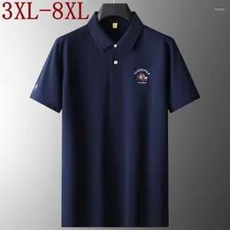 Men's Polos 8XL 7XL 6XL 2024 Summer High End Luxury Cotton Polo Shirt Men Tops England Style Mens Shirts Fashion Embroidery T-Shirt
