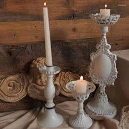 Candle Holders Classical White Iron Candlestick Romantic Candlelight Dinner Shooting Props Dining Table French Home Wedding Decoration