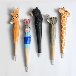 Hand-carved Wooden Gel Pen Elephant Giraffe Neutral Pens Cute Writing Tools For Kids Gift School Supplies Stationery