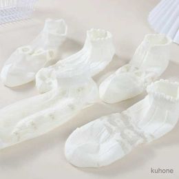 Socks Hosiery 5 Pairs Summer Women White Glass Silk Breathable Sexy Transparent Socks Low Tube Thin Bubble Short Socks