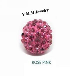 10MM Crystal Disco Balls Loose Spacer Beads Rose Pink Pave Rhinestone Beads 50pcs Whole3384234