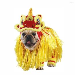 Dog Apparel Lion Dance Christmas Costume Clothes Dogs Four Legged Year Pet Cute Cat Tang Suit Winter Coat Jacket