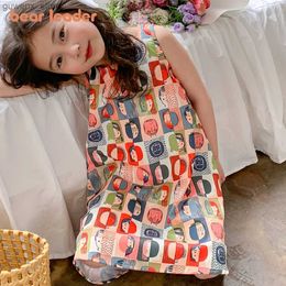 Girl's Dresses Bear Leader Casual Girls Dress Figure Abstract Dress Princess Tank Top Dress 2023 Summer New Style Clothing For Children Girls Y240415