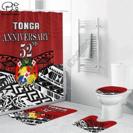 Carpets Tonga Bathroom Set Independence Anniversary Special Version Shower Curtain And Rug Mats Rugs