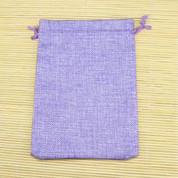 Gift Wrap 10pcs/lot 13 18cm Purple Jute Bags Drawstring Bag Incense Storage Linen Party Favours Cosmetic Jewellery Packaging