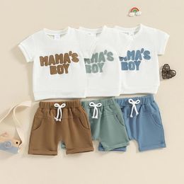 Clothing Sets Lioraitiin Toddler Baby Boy Summer Clothes Mamas Letter Embroidery Short Sleeve T-Shirt Tops Solid Shorts 2Pcs Outfit Set