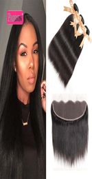 Brazilian Virgin Human Hair Straight with lace Frontal 4Pcs Ear to Ear Lace Frontal Closure With Bundles Cheap 13x4 Frontal and Bu6824483