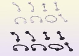 8pcsset Stainless Steel Barbell Helix Lobe Tongue Belly Nose Rings Ball Punk Helix Rook Tragus Septum Lip Eyebrow Body Piercing5680203