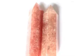 Decorative Figurines Natural Strawberry Quartz Points Healing Crystal Wands For Decoration