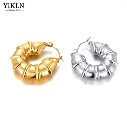 Hoop Earrings YiKLN 18K Gold Plated Stainless Steel Personalised Party Jewellery 30mm Waterproof Huggie For Women YE23211