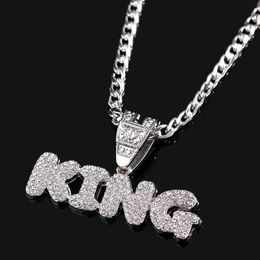 Pendant Necklaces Steel Zircon Chain Necklace Iced Letter King for Women Men Hiphop Party Fashion Male Jewellery 230613