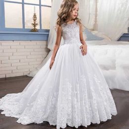 Girl's Dresses Girls Bridesmaid Dress for Kids Wedding Gown Flower Elegant Teen Formal Prom Trailing Long Dress Chldrens Party Princess Dress T240524