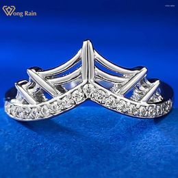 Cluster Rings Wong Rain Elegant 925 Sterling Silver Crown Lab Sapphire Gemstone Ring For Women Wedding Engagement Fine Jewellery Wholesale