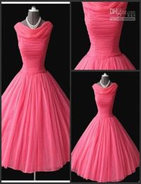 2019 chap Homecoming Dresses Watermelon Aline Ruched Tea Length Chiffon Party Cocktail Dresses ruffle bateau prom party dresses8299636